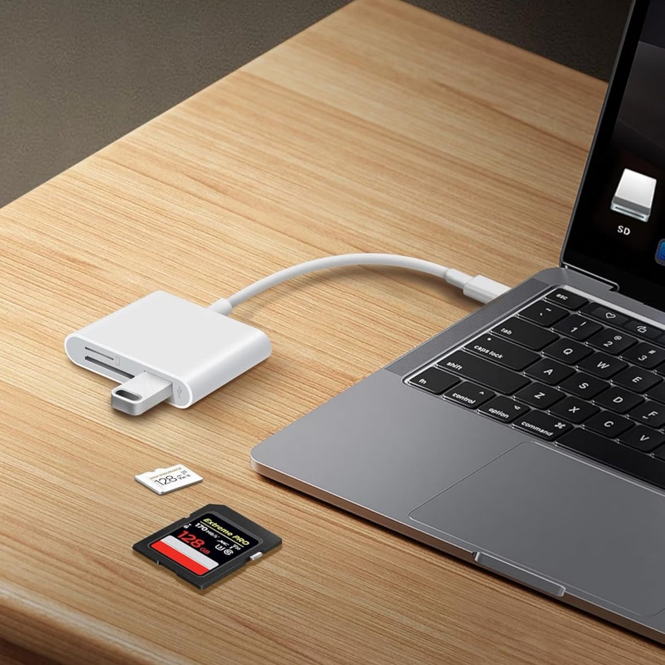 3-in-1 USB-C to SD Card Reader & Hub with Power Delivery