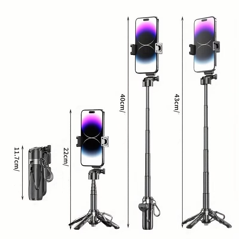 3-in-1 Portable Smartphone Grip, Selfie Stick & Tripod with Detachable Remote