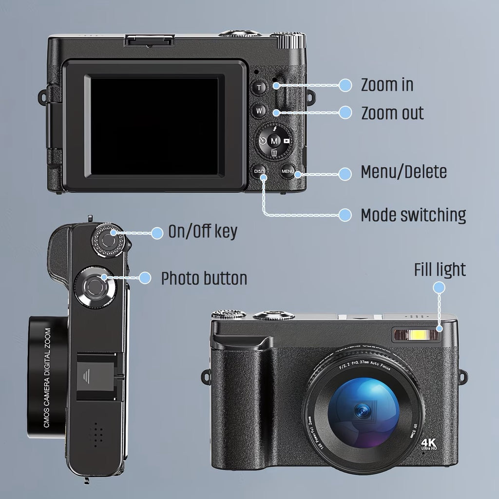 SONGDIAN 4K 48MP Vlogging Camera with 180° Flip Screen & 32GB Kit