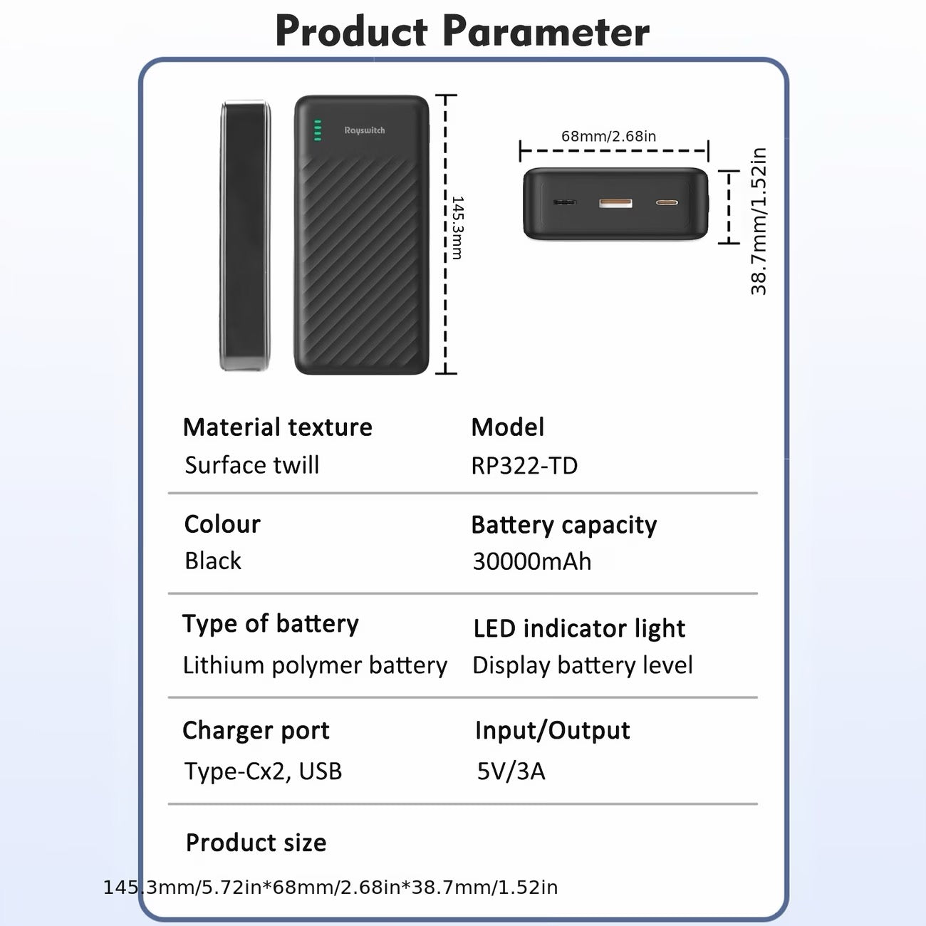 Rayswitch 30000mAh 22.5W Fast Charging Power Bank