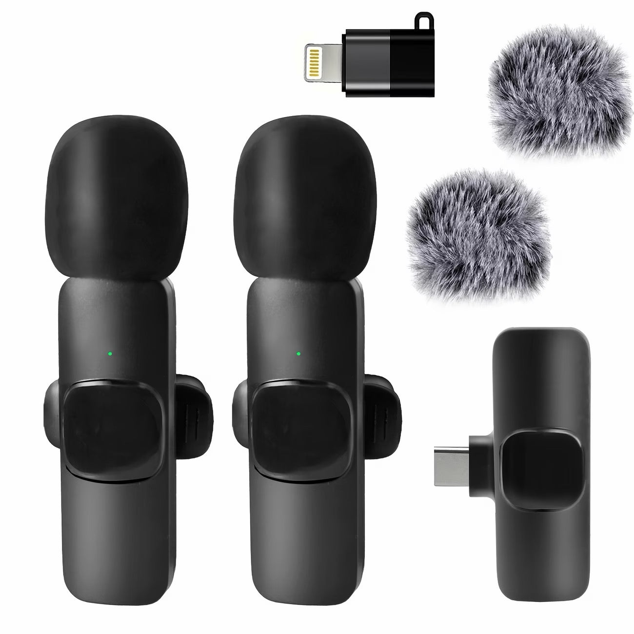 Wireless Lavalier Clip-On Microphone with Lightning & USB-C Dual Interface