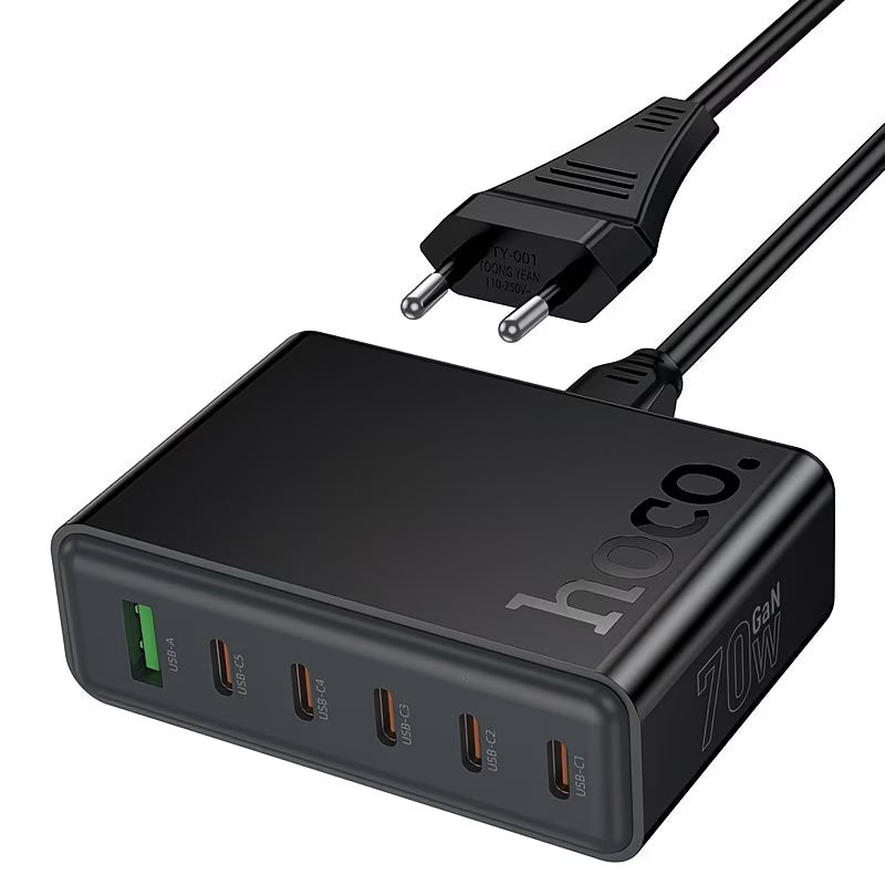 Hoco C152A 6-in-1 70W GaN Desktop Fast Charger (EU Plug)